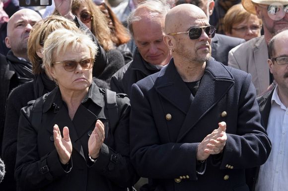 Muriel Robin et Pascal Obispo - Obsèques de Maurane en l'église Notre-Dame des Grâces à Woluwe-Saint-Pierre en Belgique Photonews / Bestimage