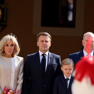 La princesse Gabriella, Brigitte Macron, le président Emmanuel Macron, le prince Albert II de Monaco, Le prince héréditaire Jacques de Monaco, La princesse Charlène de Monaco lors de l'accueil du couple présidentiel français par le couple princier de Monaco au palais princier le 7 juin 2025

© Dominique Jacovides / Bestimage
