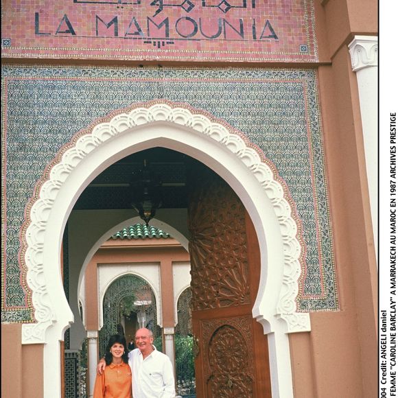 Eddie Barclay et sa femme Caroline Barclay à Marrakech le 08 février 2004. Photo par AGENCE / BESTIMAGE