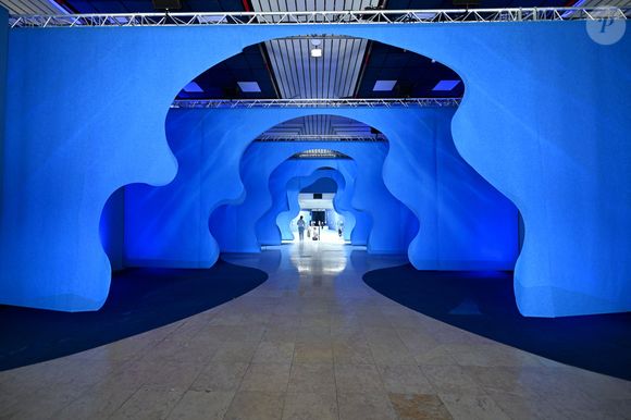 Visite inaugurale de "La Baleine", le temps de l'UNOC, la conférence de l'ONU sur les océans, en présence de Christian Estrosi, le maire de Nice, Olivier Poivre d’Arvor, l'ambassadeur pour les pôles et les enjeux maritimes au Ministère de l’Europe et des Affaires étrangères, Laurent Hottiaux, le nouveau préfet des Alpes-Maritimes, Ashok Adicéam, le délégué général de l'UNOC en charge du projet, Richard Chemla. l'adjoint délégué à la transition écologique et énergétique, à la santé et au bien-être, et Olivier Bettati, délégué général de la mission UNOC à la mairie de Nice, au Palais des expositions à Nice, le 2 juin 2025. © Bruno Bebert/Bestimage