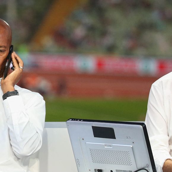 Stéphane Diagana et Alexandre Pasteur lors du championnats d'Europe d'athlétisme à Munich, Allemagne, le 15 août 2022. © Laurent Lairys/Panoramic/Bestimage