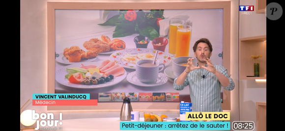 Parmi ses recommandations, pas de pain blanc mais du pain complet ou semi-complet

Vincent Valinducq médecin et chroniqueur donne ses conseils pour un bon petit déjeuner dans "Bonjour ! La Matinale TF1" le 9 juin 2025.