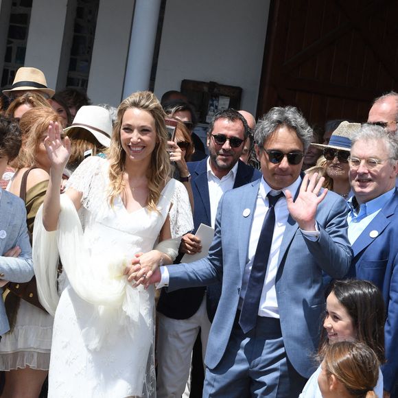 Laura Smet et Raphaël Lancrey se marient le 15 juin 2019 à l'église Notre-Dame-Des-Flots au Cap Ferret, en France. Aujourd'hui, c'est aussi l'anniversaire de Johnny Hallyday. Photo by ABACAPRESS.COM