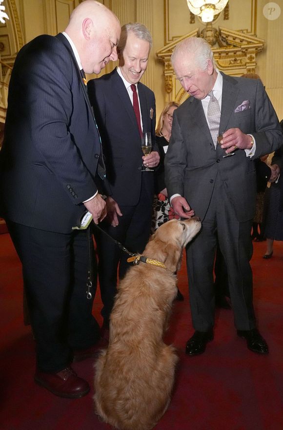Le roi Charles III d'Angleterre et Camilla Parker Bowles, reine consort d'Angleterre lors d'une réception pour les membres du Parlement nouvellement élus lors des élections de 2024 et les membres de la Chambre des Lords, au palais de Buckingham à Londres, Royaume Uni, le 29 janvier 2025. © Alpha Press/Bestimage