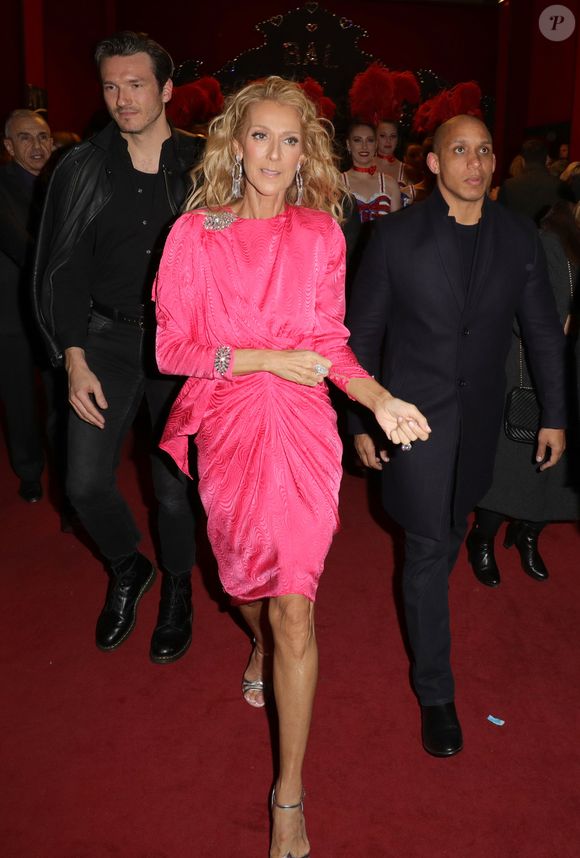 Exclusif - Céline Dion et Pepe Munoz se sont rendus au Moulin Rouge pour applaudir Nora une de leurs amies qui dansait pour la dernière fois sur la scène du célèbre cabaret à Paris le 24 janvier 2019.