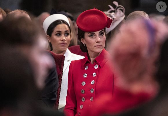 Catherine Kate Middleton, duchesse de Cambridge, Meghan Markle, enceinte, duchesse de Sussex lors de la messe en l'honneur de la journée du Commonwealth à l'abbaye de Westminster à Londres le 11 mars 2019.

EXPRESS SYNDICATION / BESTIMAGE
