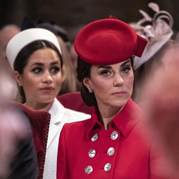 Catherine Kate Middleton, duchesse de Cambridge, Meghan Markle, enceinte, duchesse de Sussex lors de la messe en l'honneur de la journée du Commonwealth à l'abbaye de Westminster à Londres le 11 mars 2019.

EXPRESS SYNDICATION / BESTIMAGE