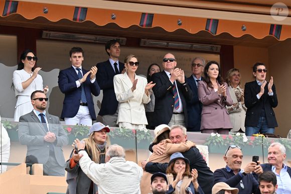Louis Ducruet et sa femme Marie, La princesse Alexandra de Hanovre et son fiancé Ben-Sylvester Strautmann, La princesse Charlène de Monaco, le prince Albert II de Monaco, Mélanie-Antoinette de Massy (présidente de la fédération monégasque de tennis), Charlotte Casiraghi, Pauline Ducruet - La famille princière assiste à la finale du Rolex Monte-Carlo Masters au Monte-Carlo Country Club de Monaco le 12 avril 2026

© Bruno Bebert / Bestimage