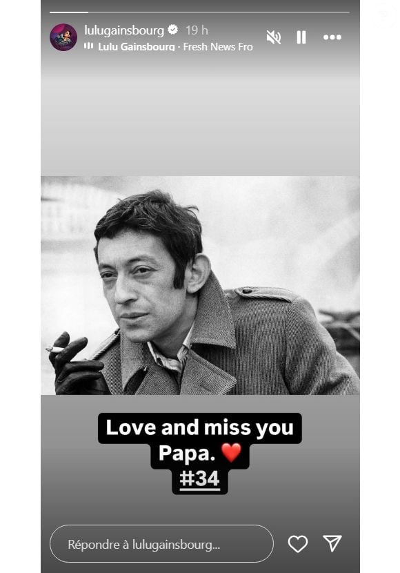 Photo : Lulu Gainsbourg rend hommage à son père, Serge
