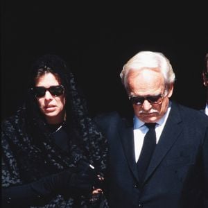 Caroline de Monaco et son père, le prince Rainier - Obsèques de Stefano Casiraghi AGENCE / BESTIMAGE