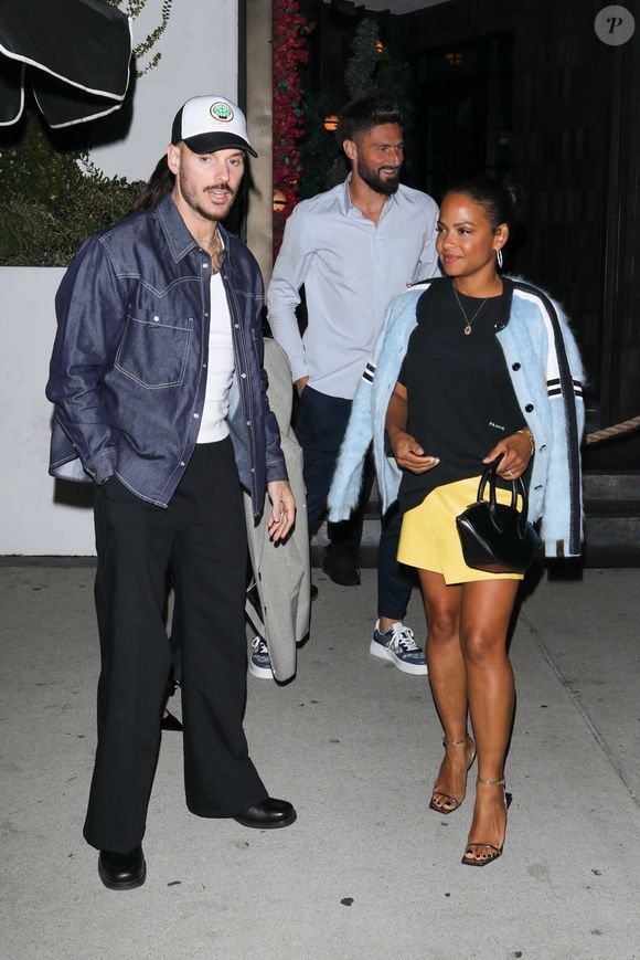 Los Angeles, CA - EXCLUSIF - Christina Milian et son mari Matt Pokora rejoignent la star du football Olivier Giroud et sa femme pour une soirée au Catch Steak.

Sur la photo : Christina Milian, Matt Pokora, Olivier Giroud, Jennifer Giroud