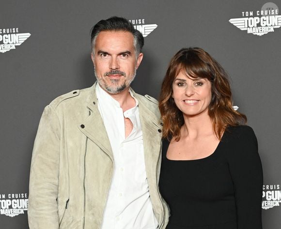 Photo : Voici l'a annoncé la semaine dernière : Faustine Bollaert et Maxime Chattam seraient séparés depuis plusieurs mois. Faustine Bollaert et son mari Maxime Chattam - Avant-première du film "Top Gun