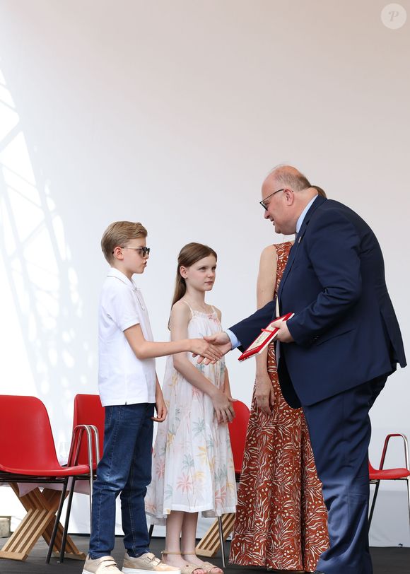 La princesse Charlène de Monaco et le prince Jacques et la princesse Gabriella - Cérémonie d'ouverture de la 6ème édition des Rencontres des Sites Historiques Grimaldi de Monaco, et remise des Trophées aux Officiels le 14 juin 2025.
© Caudia Albuquerque / Bestimage