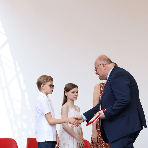 La princesse Charlène de Monaco et le prince Jacques et la princesse Gabriella - Cérémonie d'ouverture de la 6ème édition des Rencontres des Sites Historiques Grimaldi de Monaco, et remise des Trophées aux Officiels le 14 juin 2025.
© Caudia Albuquerque / Bestimage