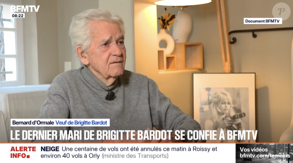 Bernard d'Ormale, le dernier mari de Brigitte Bardot, revient sur ses derniers instants ce mercredi 7 janvier. Capture d'écran BFMTV