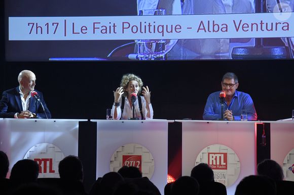 Louis Bodin, Alba Ventura, Yves Calvi - Conférence de rentrée de la station de radio RTL à Paris. Le 13 septembre 2017
© Coadic Guirec / Bestimage