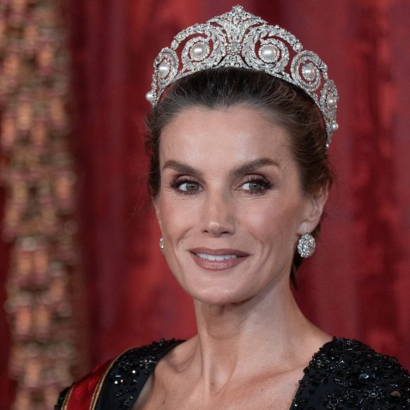 Le roi Felipe VI et la reine Letizia d'Espagne, accueillent Frank-Walter Steinmeier (Président fédéral de l'Allemagne) et sa femme Elke Budenbender pour un dîner de gala en leur honneur au palais royal à Madrid. Photo par LALO YASKY / BESTIMAGE