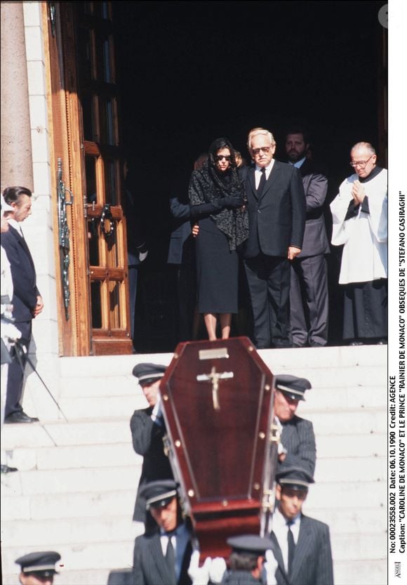 Caroline de Monaco, prince Rainier III aux obsèques de Stefano Casiraghi