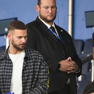 M Pokora et sa compagne Christina Milian au Parc des Princes lors du match de qualification pour la Coupe du monde entre la France et l'Islande. Paris, France, 9 septembre 2025. Photo by Florian Poitout/ABACAPRESS.COM