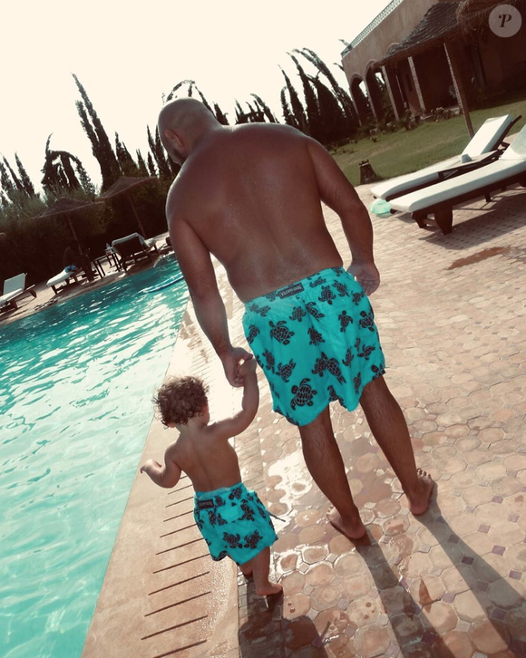 Le mari de Vitaa, Hicham, et leur fils Adam. Photo publiée le dimanche 21 juin 2020.