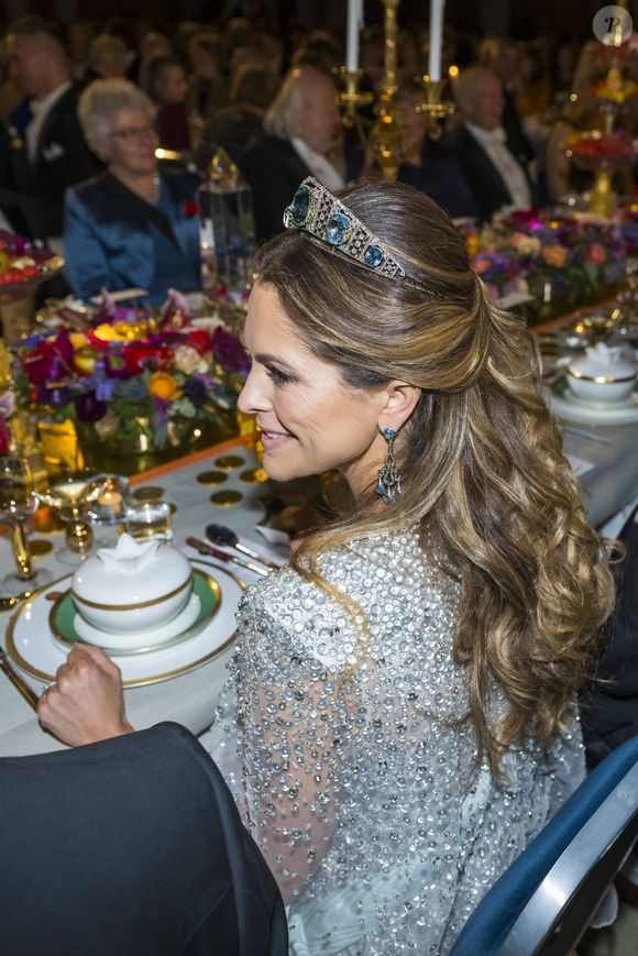Princesse Madeleine (La princesse Madeleine de Suède), Le banquet du prix Nobel 2025 à l'hôtel de ville de Stockholm, en Suède, le 10 décembre 2025. 

Photo : Dana Press / Bestimage