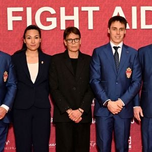 Marie Ducruet, la princesse Stéphanie de Monaco et Louis Ducruet durant la soirée de gala du "Fight Aids Cup 2026" à l'hôtel Fairmont Monte-Carlo à Monaco, le 24 janvier 2026. © Bruno Bebert / Bestimage