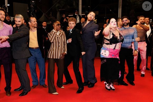 Marco Nguyen, Nicolas Athané, Alex Ramires, Jérémy Gillet, Shirley Souagnon, François Sagat, Brice Chevillard, Simon Balteaux - Montée des marches du film "Jim Queen" lors du 79ème Festival International du Film de Cannes le 18 mai 2026.

© Moreau / Jacovides / Bestimage