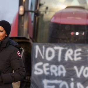 Karine Le Marchand soutient les agriculteurs sur le barrage de l'Autoroute A4 à hauteur de Jossigny en Seine et Marne le 29 Janvier 2024. © Jeremy Melloul - Pierre Perusseau / Bestimage