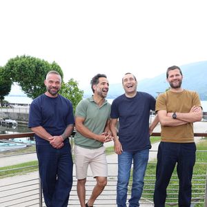 Philippe Bas, Florent Peyre, Zinedine Soualem et Alexis Michalik lors de la 4ème édition du festival eu cinéma français et gastronomie d'Aix les Bains (3 - 7 juin 2025), le 3 juin 2025. © Denis Guignebourg / Bestimage