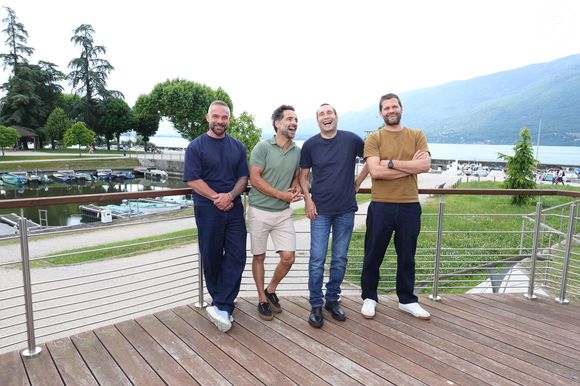 Philippe Bas, Florent Peyre, Zinedine Soualem et Alexis Michalik lors de la 4ème édition du festival eu cinéma français et gastronomie d'Aix les Bains (3 - 7 juin 2025), le 3 juin 2025. © Denis Guignebourg / Bestimage