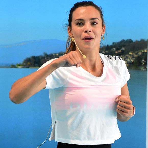Exclusif - Marine Lorphelin (Miss France 2013) anime une séance cardio et musculation au salon Be Fit à Aix les Bains le 19 septembre 2020.
© Romain Doucelin / Bestimage