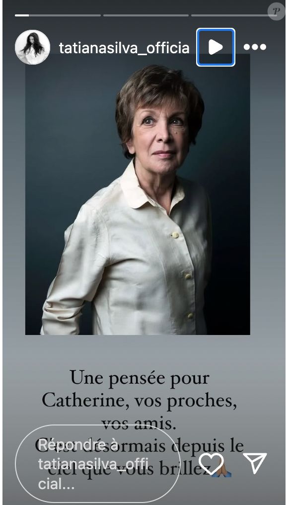 TF1 étant une grande famille, Tatiana Silva a naturellement été attristée d'apprendre la mort de Catherine Laborde qui avait avant elle présenté la météo de 1988 à 2017. Sur la Toile, l'intéressée lui a naturellement rendu hommage...

Tatiana Silva rend hommage à Catherine Laborde via sa story Instagram (Capture d'écran - Mercredi 29 janvier 2025).