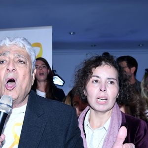 Enrico Macias, Fadila Maaroufi - Soirée "Welcome Home" organisée par F. Tapiro afin de fêter le retour des otages israeliens aux Salons Hoche à Paris le 15 octobre 2025. Rachid Bellak/Bestimage