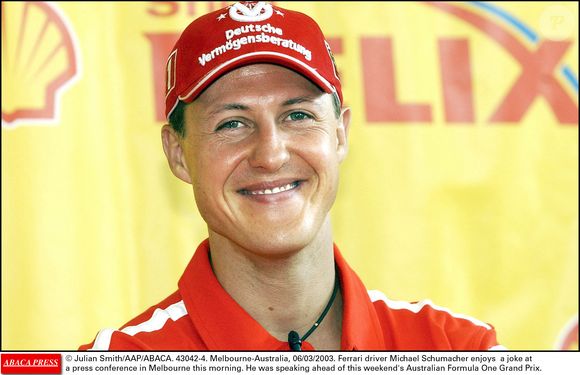 Michael Schumacher lors d'une conférence de presse à Melbourne-Australia, le 6 mars 2003. 

Photo : Julian Smith / Aap / Bestimage