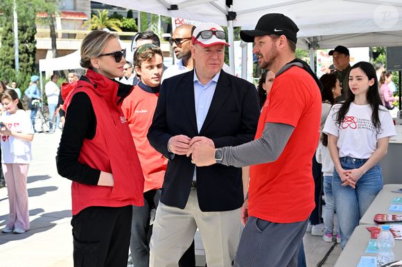 Le prince Albert II de Monaco et la princesse Charlene ont participé à la Road Safety Day, une journée de sensibilisation et de sport pour toute la famille dédié à la sécurité routière à vélo et à l'initiation des jeunes au sport, à Monaco organisée par la Fondation Princesse Charlene, le 23 mars 2025.  © Bruno Bebert/Bestimage