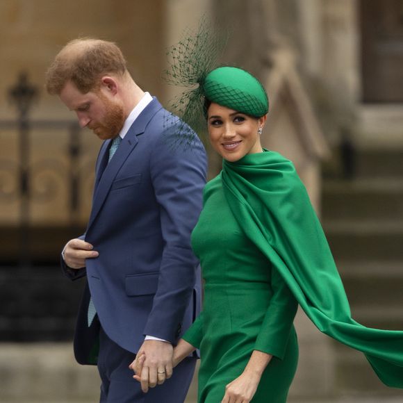 Le prince Harry, duc de Sussex, et Meghan Markle, duchesse de Sussex - La famille royale d'Angleterre lors de la cérémonie du Commonwealth en l'abbaye de Westminster à Londres, le 9 mars 2020. (AGENCE / BESTIMAGE).