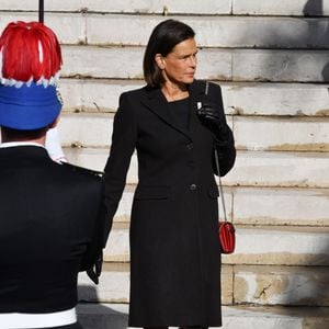 La princesse Stéphanie de Monaco quitte la cathédrale Notre-Dame-Immaculée lors de la fête Nationale monégasque à Monaco le 19 novembre 2019. © Dominique Jacovides/Bestimage