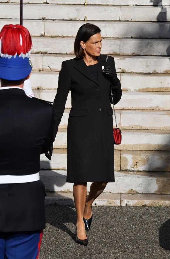 La princesse Stéphanie de Monaco quitte la cathédrale Notre-Dame-Immaculée lors de la fête Nationale monégasque à Monaco le 19 novembre 2019. © Dominique Jacovides/Bestimage