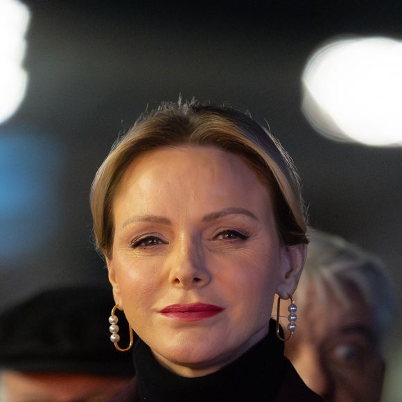 La princesse Charlene de Monaco lors de l'embrasement de la barque dans le cadre des célébrations de la Sainte-Dévote, Sainte Patronne de Monaco le 26 janvier 2024. © Olivier Huitel / Pool Monaco / Bestimage