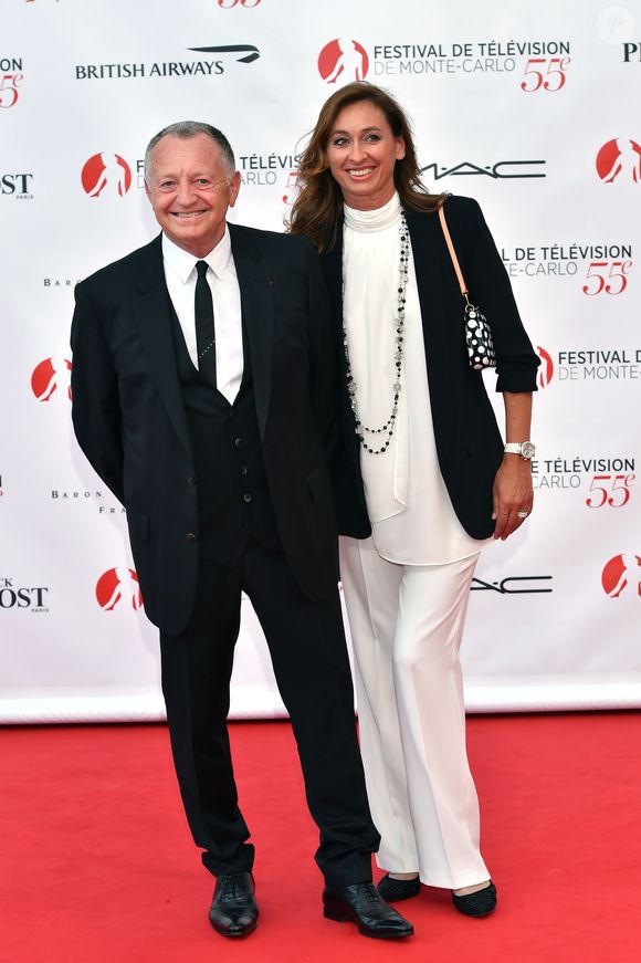 Jean-Michel Aulas et sa compagne Nathalie Echinard - Photocall de la soirée d'ouverture du 55ème festival de télévision de Monte-Carlo à Monaco. Le 13 juin 2015