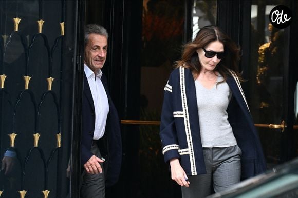 Nicolas Sarkozy et sa femme Carla Bruni - La famille Sarkozy réunie au restaurant du "Four Seasons Hôtel George V" pour l'anniversaire de Giulia Sarkozy à Paris, France, le 19 octobre 2025. . © Bestimage