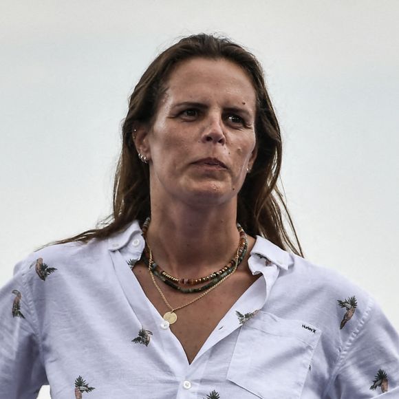 Laure Manaudou a 38 ans aujourd'hui...La nageuse française Laure Manaudou regarde les fans accueillir les champions au Parc des Champions au Trocadéro, pendant les Jeux Olympiques de Paris. Photo par Firas Abdullah/ABACAPRESS.COM