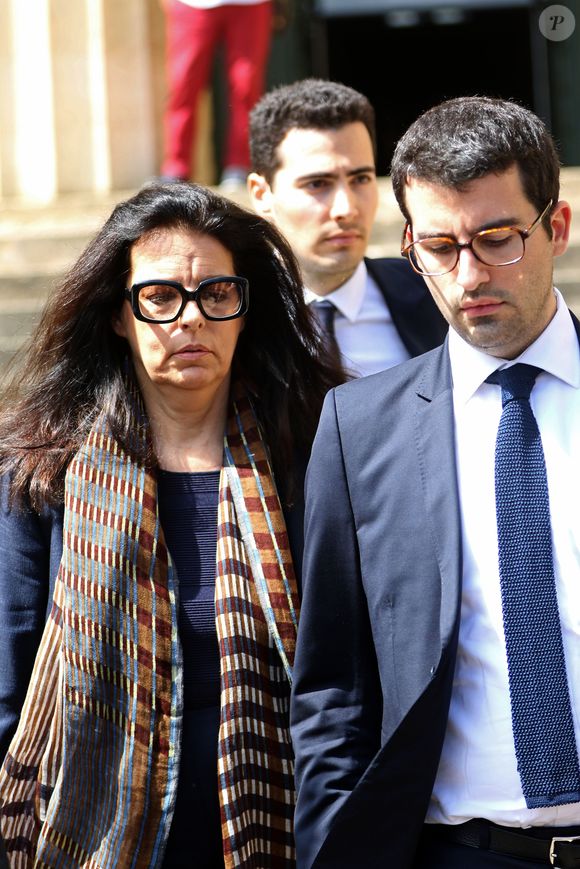 Françoise Bettencourt-Meyers et ses fils Nicolas Meyers et Jean-Victor Meyers - Jugements rendus des deux premiers procès de l'affaire dite Bettencourt pour trafic d'influence et abus de faiblesse sur la milliardaire Liliane Bettencourt. au tribunal de Bordeaux, le 28 mai 2015. Jean-Marc Lhomer / Bestimage