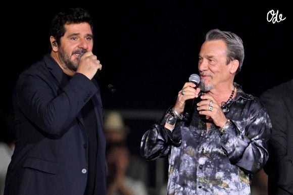 Patrick Fiori et Florent Pagny durant Corsu Mezu Mezu, le concert emmené par Patrick Fiori qui a eu lieu au stade Orange Vélodrome à Marseille, le 22 mai 2026, diffusé le 28 août sur France 3. © Bruno Bebert/Bestimage