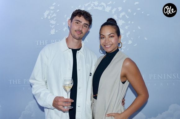Vaimalama Chaves (Miss France 2019) et Nicolas Fleury lors de l'ouverture du rooftop de l'hôtel The Peninsula Paris le 29 mai 2024. © Rachid Bellak / Bestimage