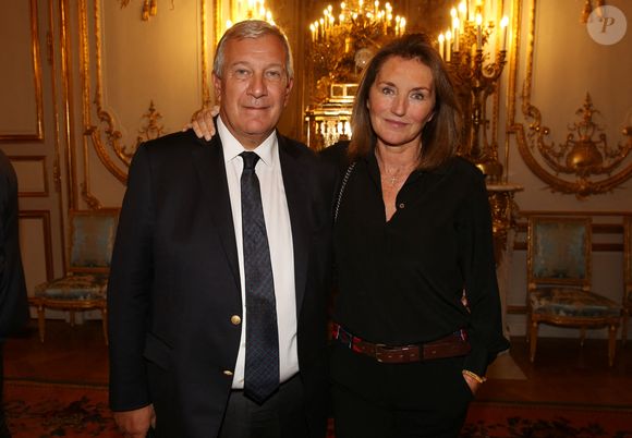 Le président Emmanuel Macron rencontre Richard Attias et son épouse Cecilia Attias au palais présidentiel de l'Élysée, lors du Global Positive Forum le 1er septembre 2017 à Paris. Photo par Jerome Domine/ABACAPRESS.COM