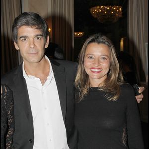 Xavier de Moulins et sa femme Anaïs - Remise des prix « Les Trois Coups de l'Angélus 2012 » au cours d'un dîner dans les salons de l'hôtel Bristol à Paris, pour la 6^e année consécutive, le 19 mars 2012.