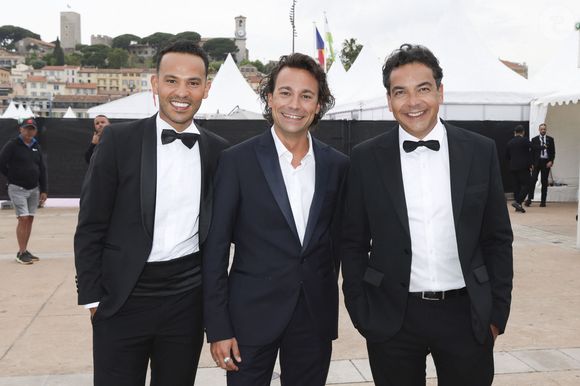 Exclusif - Mohamed Bouhafsi, Bertrand Chameroy, Patrick Cohen sur le plateau de l'émission "C à vous" le 20 mai 2014 lors du 77ème Festival International du Film de Cannes pour une diffusion le 21 mai. © Jack Tribeca / Bestimage