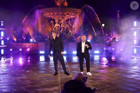 Exclusif - David et Jonathan lors de l'enregistrement de "La Grande Soirée du 31 de Paris", diffusée le 31 décembre sur France 2, sur la place de la Concorde à Paris, france, le 24 novembre 2025
Guebey-Tribeca/Bestimage