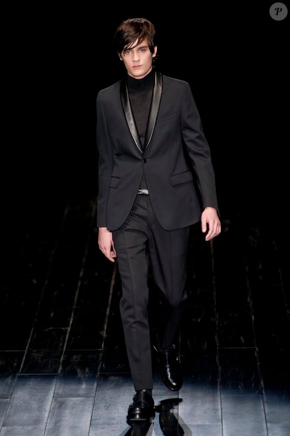 Alain-Fabien Delon (Fils de Alain Delon) defile pour Gucci lors de la fashion week de Milan. Le 13 janvier 2014
©SGP / BESTIMAGE